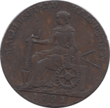 1791 HALFPENNY TOKEN CHESHIRE MACCLESFIELD FEMALE WITH COG DH38 ( REF 217 )