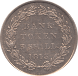 1813 SILVER BANK TOKEN THREE SHILLING ( EF )