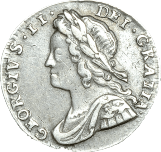 1754 MAUNDY ONE PENNY ( GVF ) GEORGE II