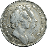 1691 MAUNDY THREEPENCE ( VF ) SECOND BUST
