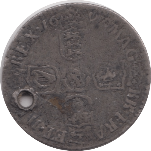 1697 SIXPENCE HOLED ( NF )