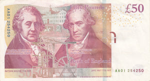 FIFTY POUNDS BANKNOTE CHRIS SALMON REF £50 - £50 Banknotes - Cambridgeshire Coins