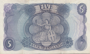 FIVE POUNDS BANKNOTE HOLLOM REF £5-60 - £5 BANKNOTES - Cambridgeshire Coins