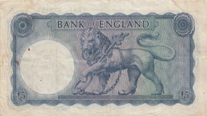 FIVE POUNDS BANKNOTE O'BRIEN REF £5-50 - £5 BANKNOTES - Cambridgeshire Coins