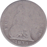 1838 FOURPENCE ( FAIR ) C - Fourpence - Cambridgeshire Coins