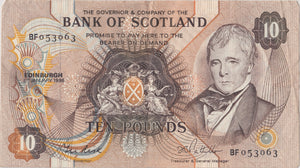 TEN POUNDS BANK OF SCOTLAND REF SCOT-16 - SCOTTISH BANKNOTES - Cambridgeshire Coins