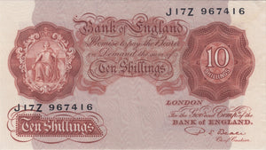 TEN SHILLINGS BANKNOTE BEALE REF SHILL-13 - 10 Shillings Banknotes - Cambridgeshire Coins