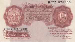 TEN SHILLINGS BANKNOTE BEALE REF SHILL-32 - 10 Shillings Banknotes - Cambridgeshire Coins