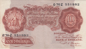 TEN SHILLINGS BANKNOTE BEALE REF SHILL-35 - 10 Shillings Banknotes - Cambridgeshire Coins