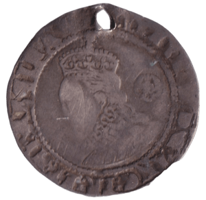 1573 SILVER SIXPENCE ELIZABETH IST HOLED - HAMMERED COINS - Cambridgeshire Coins