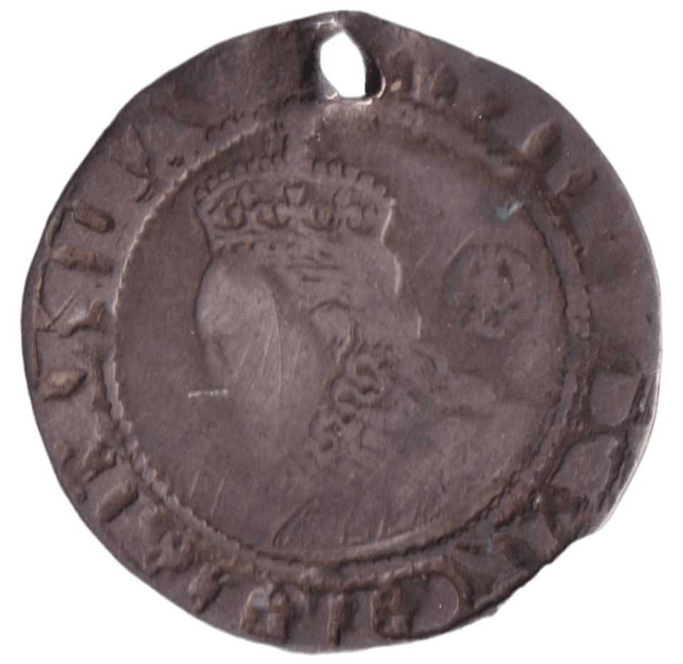 1573 SILVER SIXPENCE ELIZABETH IST HOLED - HAMMERED COINS - Cambridgeshire Coins