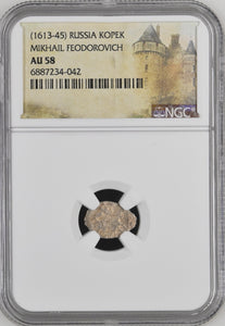 1613 - 45 RUSSIA MIKHAIL FEODOROVICH KOPEK NGC AU 58 - NGC OTHER COINS - Cambridgeshire Coins