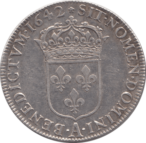 1642 1/2 ECU FRANCE LOUIS XIII - SILVER WORLD COINS - Cambridgeshire Coins