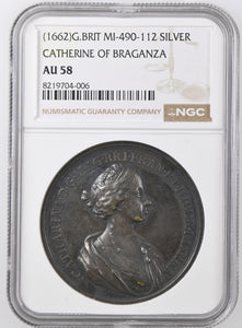 1662 MI - 490 - 112 CATHERINE OF BRAGANZA SILVER AU 58 - NGC SILVER COINS - Cambridgeshire Coins