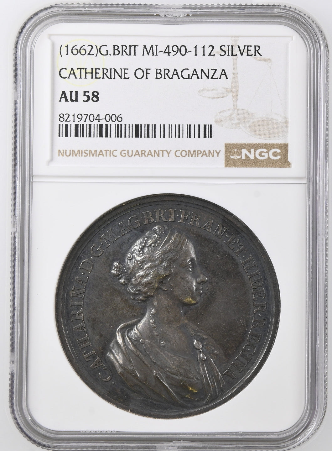 1662 MI - 490 - 112 CATHERINE OF BRAGANZA SILVER AU 58 - NGC SILVER COINS - Cambridgeshire Coins