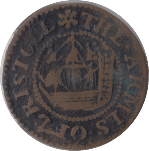 1670 ARMS OF BRISTOL SHIPPING FARTHING TOKEN BRISTOL - FARTHING TOKEN - Cambridgeshire Coins