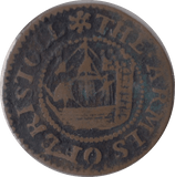 1670 ARMS OF BRISTOL SHIPPING FARTHING TOKEN BRISTOL - FARTHING TOKEN - Cambridgeshire Coins