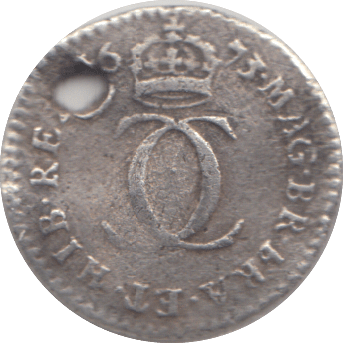 1673 HOLED MAUNDY TWOPENCE ( FINE ) - MAUNDY TWOPENCE - Cambridgeshire Coins