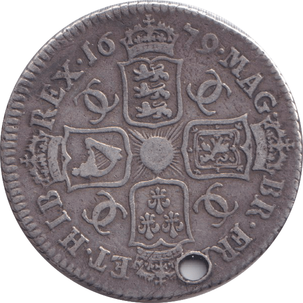 1679 SHILLING ( GF ) HOLED - SHILLING - Cambridgeshire Coins