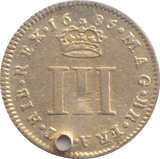 1685 HOLED MAUNDY THREEPENCE GOLD GILT ( FINE ) - MAUNDY THREEPENCE - Cambridgeshire Coins