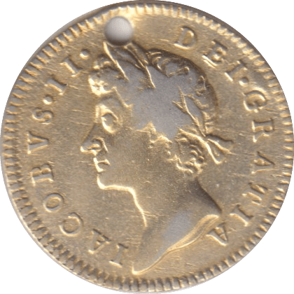1685 HOLED MAUNDY THREEPENCE GOLD GILT ( FINE ) - MAUNDY THREEPENCE - Cambridgeshire Coins