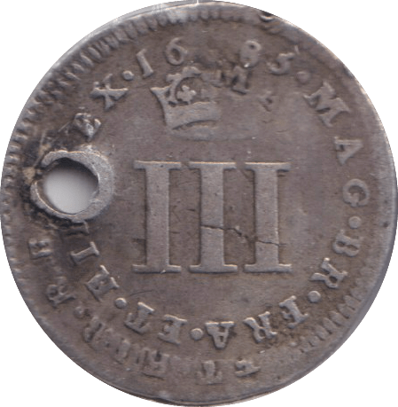 1685 MAUNDY THREEPENCE ( GF ) HOLED - MAUNDY THREEPENCE - Cambridgeshire Coins