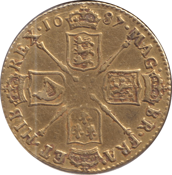 1687 GOLD ONE GUINEA JAMES II - JAMES II - Cambridgeshire Coins