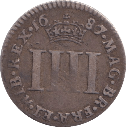 1687 MAUNDY FOURPENCE ( GF ) - MAUNDY FOURPENCE - Cambridgeshire Coins
