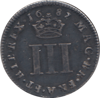 1687 MAUNDY THREEPENCE ( EF ) - MAUNDY THREEPENCE - Cambridgeshire Coins