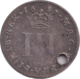 1687 MAUNDY THREEPENCE ( FINE ) HOLED - MAUNDY THREEPENCE - Cambridgeshire Coins