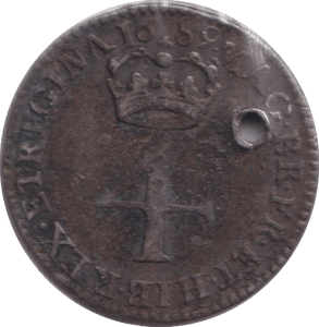 1689 MAUNDY FOURPENCE ( FINE ) HOLED - MAUNDY FOURPENCE - Cambridgeshire Coins