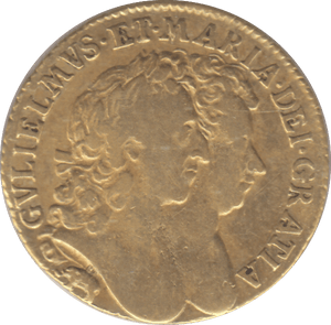 1689 WILLIAM & MARY GOLD ONE GUINEA ELEPHANT AND CASTLE ( VF ) - Guineas - Cambridgeshire Coins