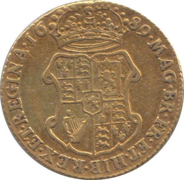 1689 WILLIAM & MARY GOLD ONE GUINEA ELEPHANT AND CASTLE ( VF ) - Guineas - Cambridgeshire Coins