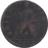 1694 FARTHING ( FINE ) - Farthing - Cambridgeshire Coins