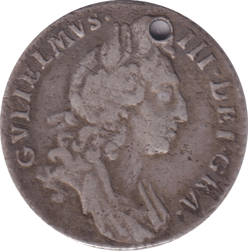 1697 HOLED SIXPENCE ( GF ) - SIXPENCE - Cambridgeshire Coins