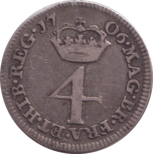 1706 MAUNDY FOURPENCE ( FINE ) - MAUNDY FOURPENCE - Cambridgeshire Coins