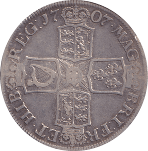 1707 CROWN ( FINE ) - FLORIN - Cambridgeshire Coins