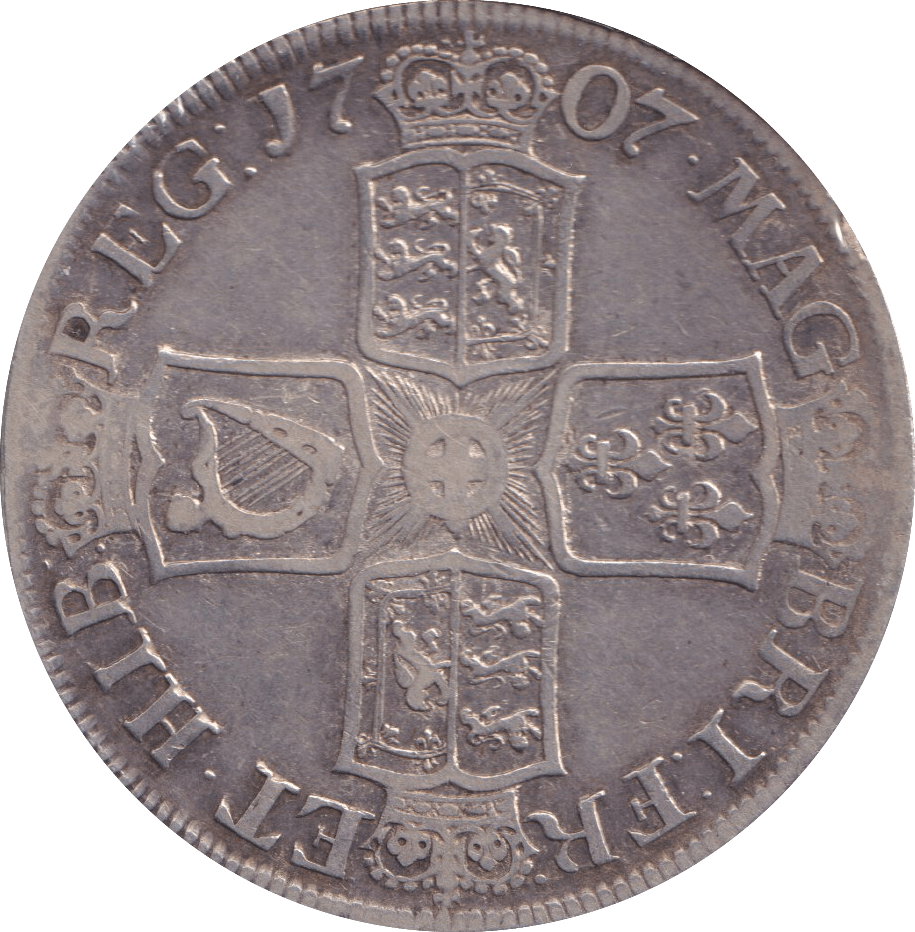 1707 CROWN ( FINE ) - FLORIN - Cambridgeshire Coins