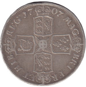 1707 CROWN ( GVF ) SEXTO EXETER MINT - CROWN - Cambridgeshire Coins