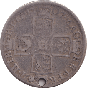 1707 SHILLING HOLED ( FINE ) - Shilling - Cambridgeshire Coins