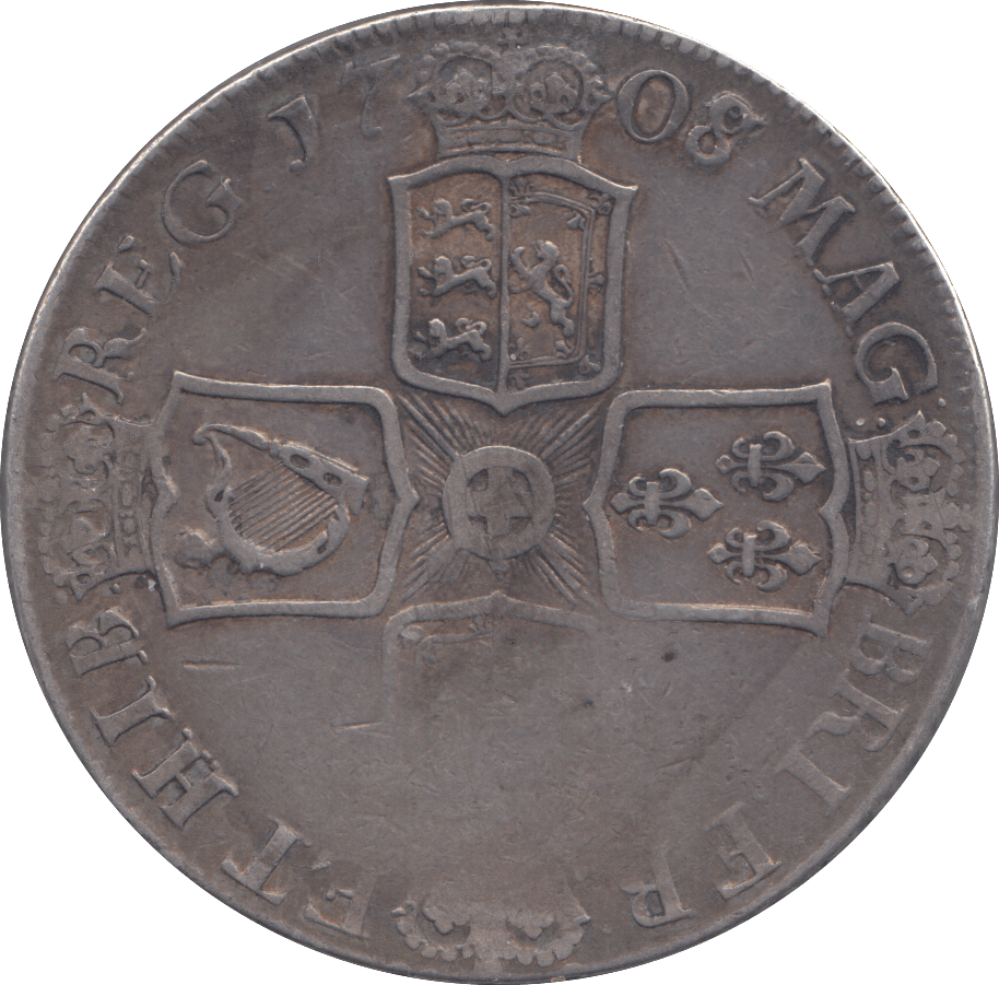 1708 CROWN ( VF ) E 8 OVER 7 WEAK STRIKE - CROWN - Cambridgeshire Coins