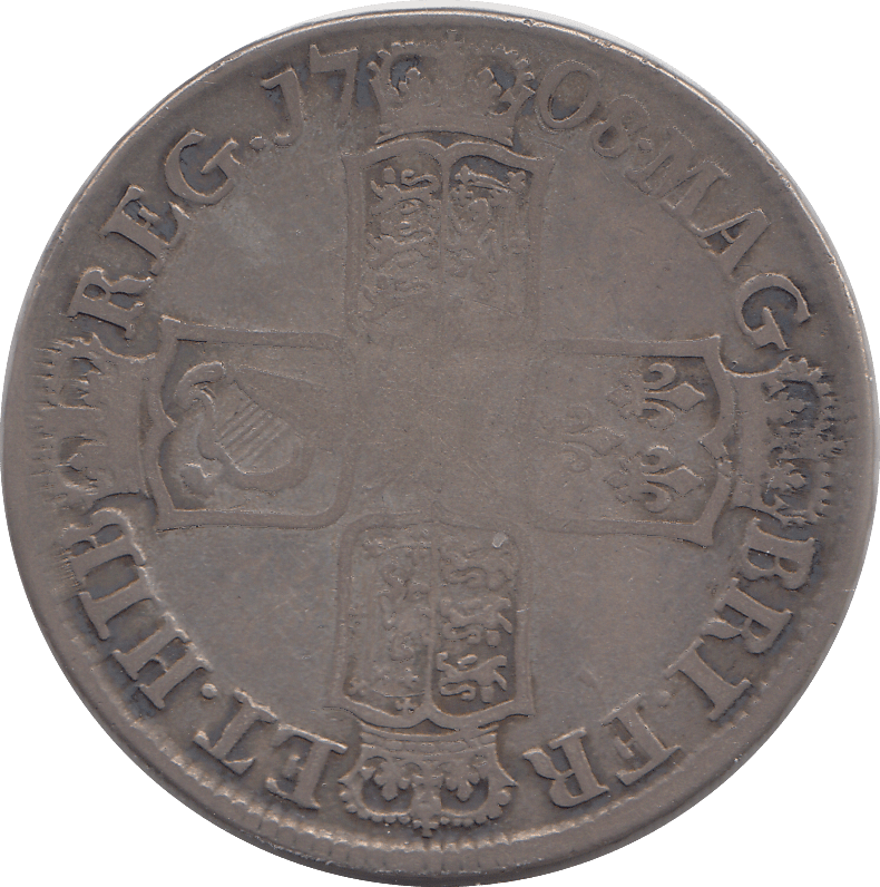 1708 HALFCROWN ( FINE ) - Halfcrown - Cambridgeshire Coins