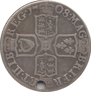 1708 SHILLING HOLED ( GF ) - SHILLING - Cambridgeshire Coins