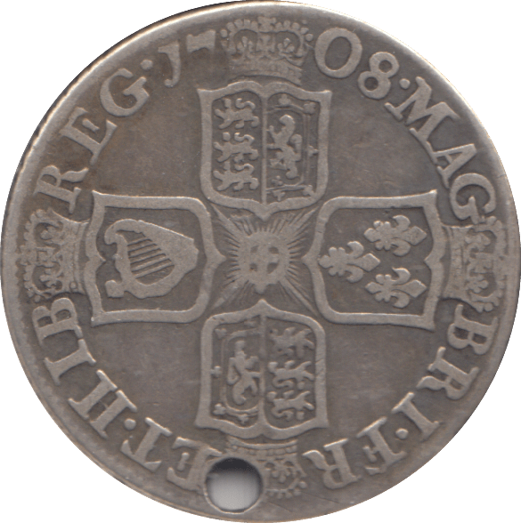 1708 SHILLING HOLED ( GF ) - SHILLING - Cambridgeshire Coins