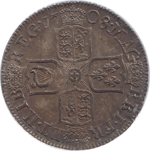 1708 SILVER SHILLING QUEEN ANNE ( UNC ) - SHILLING - Cambridgeshire Coins