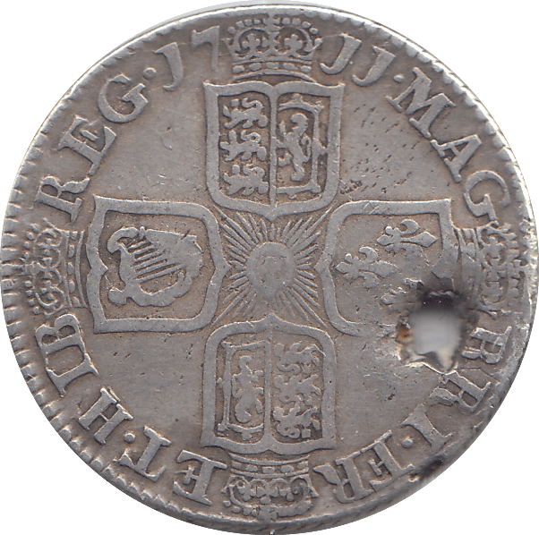 1711 HOLED SHILLING ( GF ) - WORLD COINS - Cambridgeshire Coins