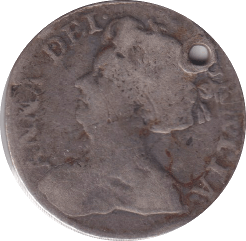 1711 HOLED SIXPENCE ( NF ) - SIXPENCE - Cambridgeshire Coins