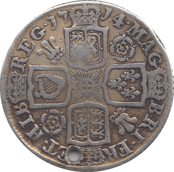 1714 SHILLING ( GF ) HOLED - SHILLING - Cambridgeshire Coins