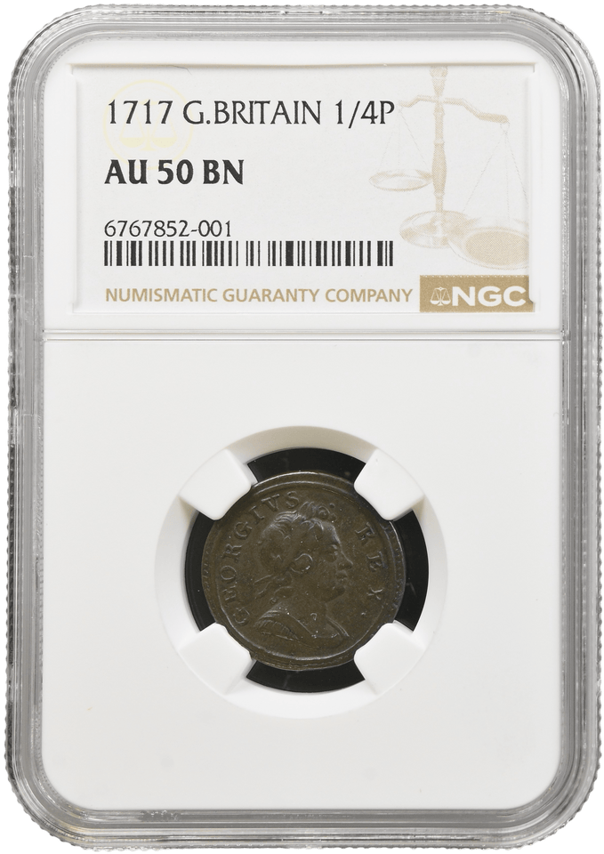 1717 FARTHING 1/4P FARTHING GEORGE I NGC AU 50 BN - NGC OTHER COINS - Cambridgeshire Coins