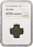 1717 FARTHING 1/4P FARTHING GEORGE I NGC AU 50 BN - NGC OTHER COINS - Cambridgeshire Coins